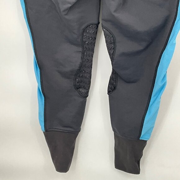 TuffRider Ladies Marathon Tights XL Charcoal Gray & Neon Blue 80% Nylon 20% Span - Picture 5 of 6